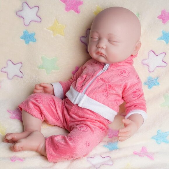 🆕18Inch Realistic Full Body Silicone Closed Eyes and Mouth Newborn Baby Girl - Picture 5 of 10